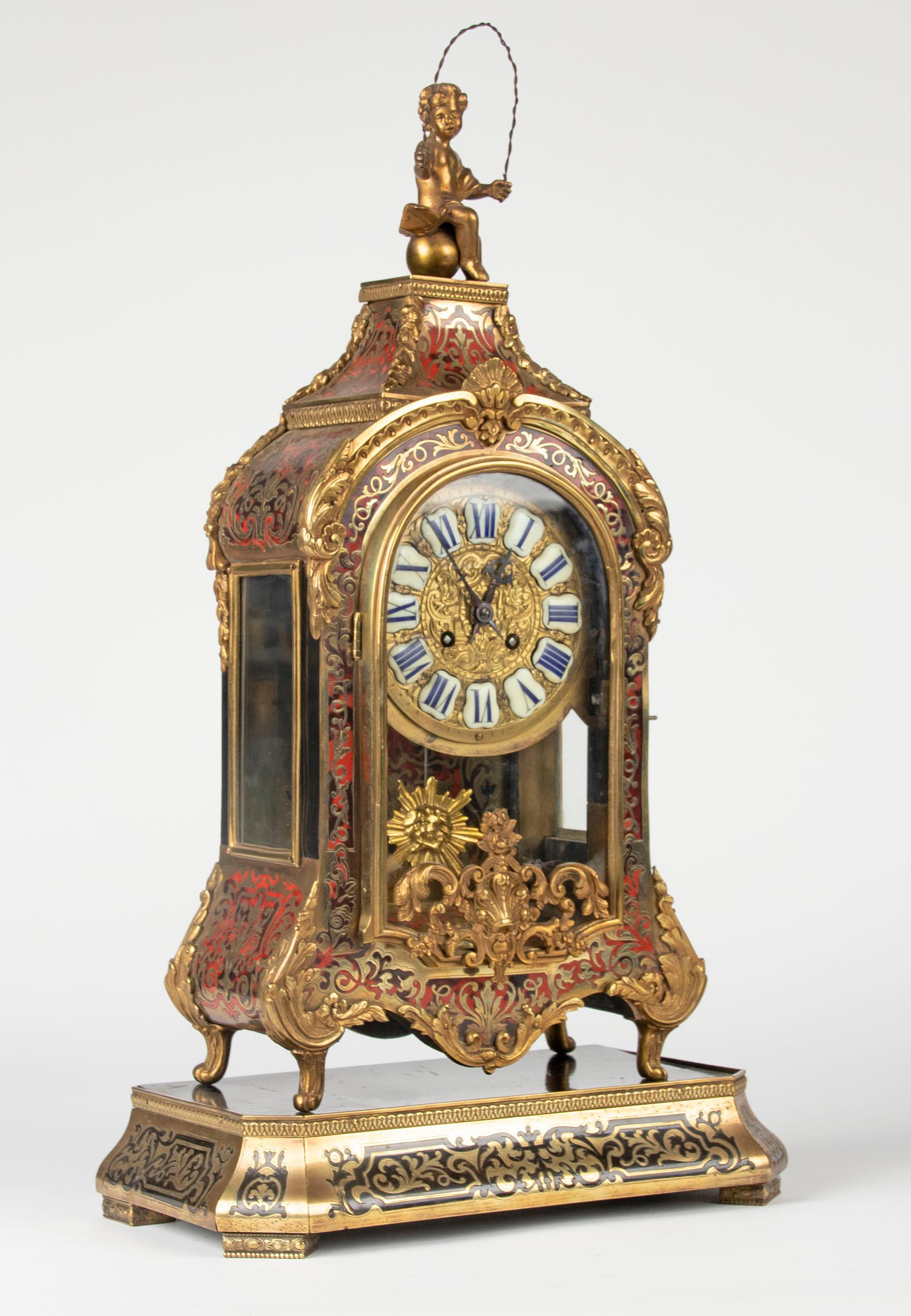 French 19th Century Napoleon III Tortoiseshell Boulle Clock Pendule