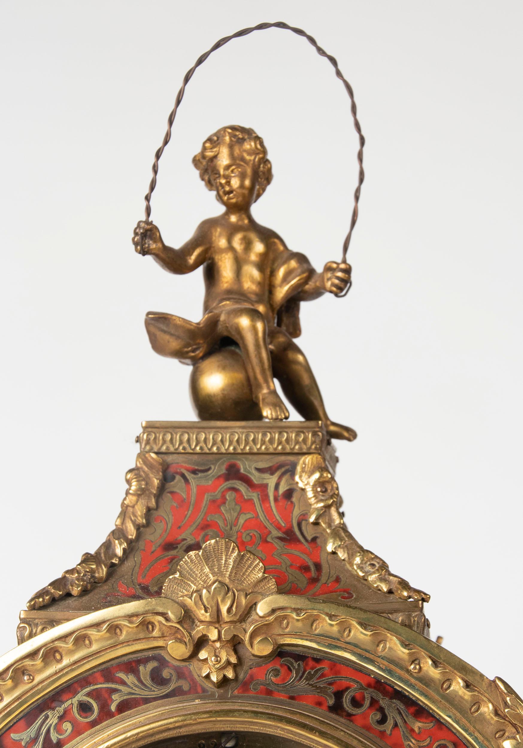 19th Century Napoleon III Tortoiseshell Boulle Clock Pendule In Good Condition In Casteren, Noord-Brabant