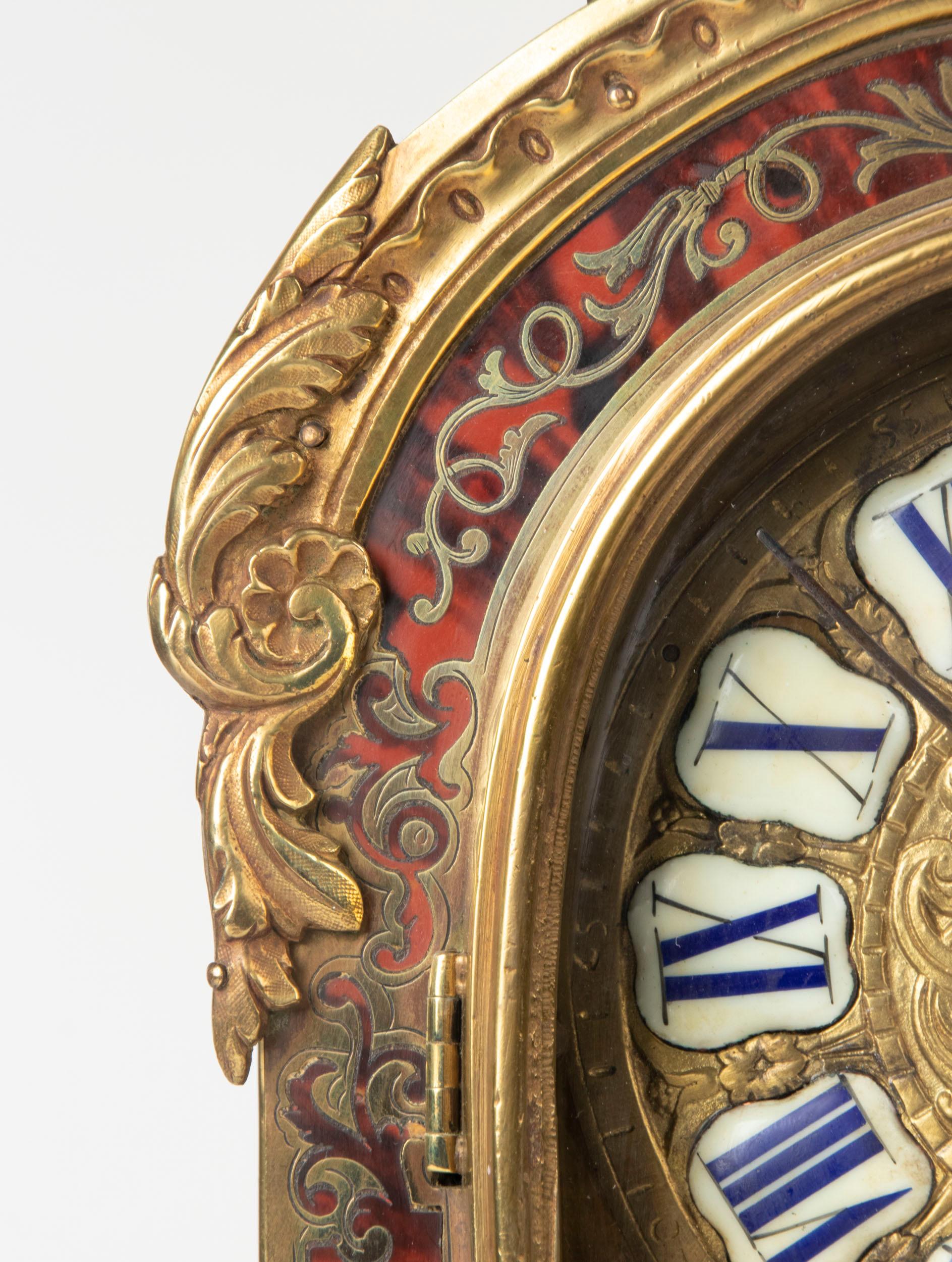 Brass 19th Century Napoleon III Tortoiseshell Boulle Clock Pendule