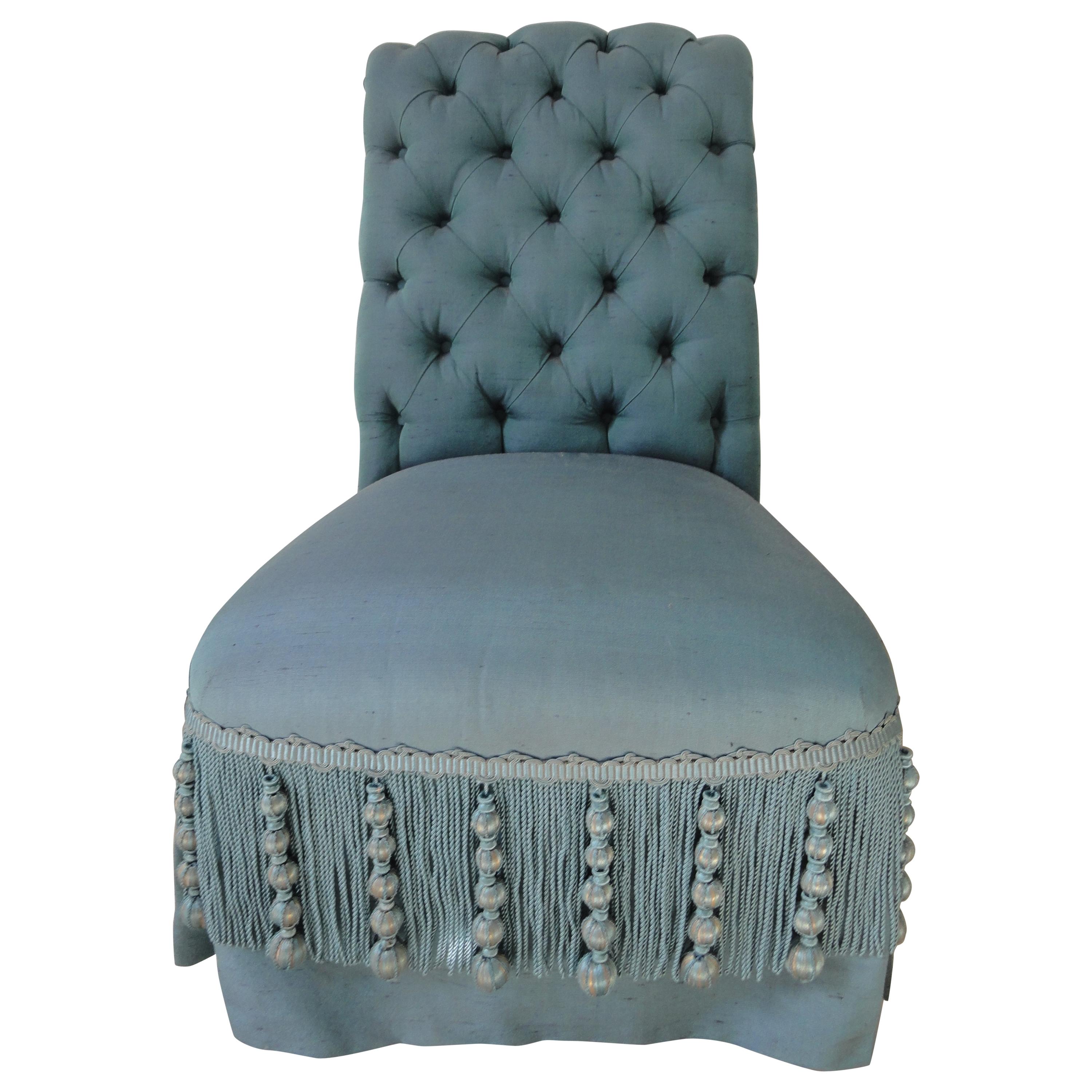 19th Century Napoleon III Tufted Back Chair For Sale