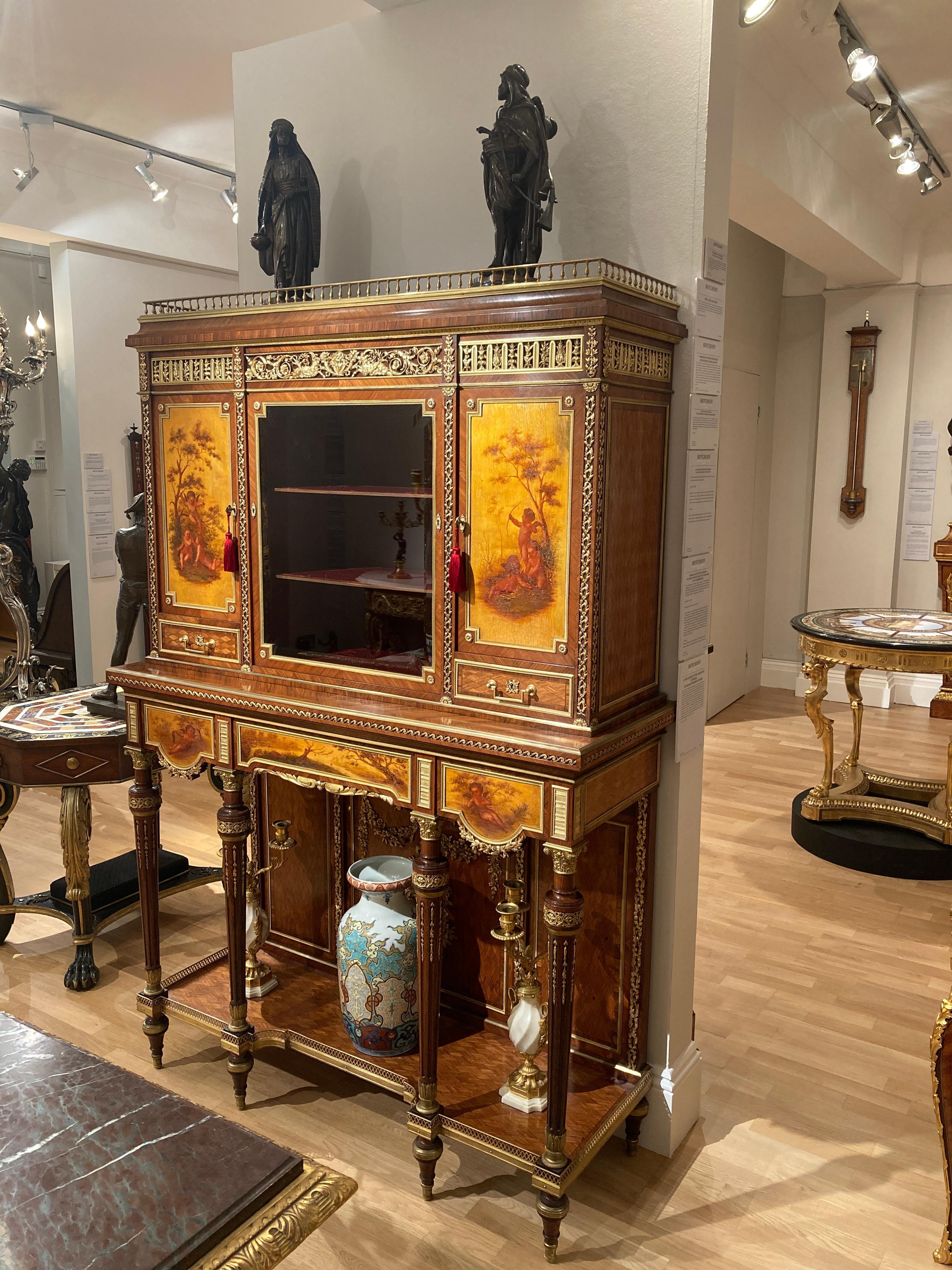 Gabinetto Napoleone III del XIX secolo in Vernis Martin, legno di re e mogano di A Link in vendita 7