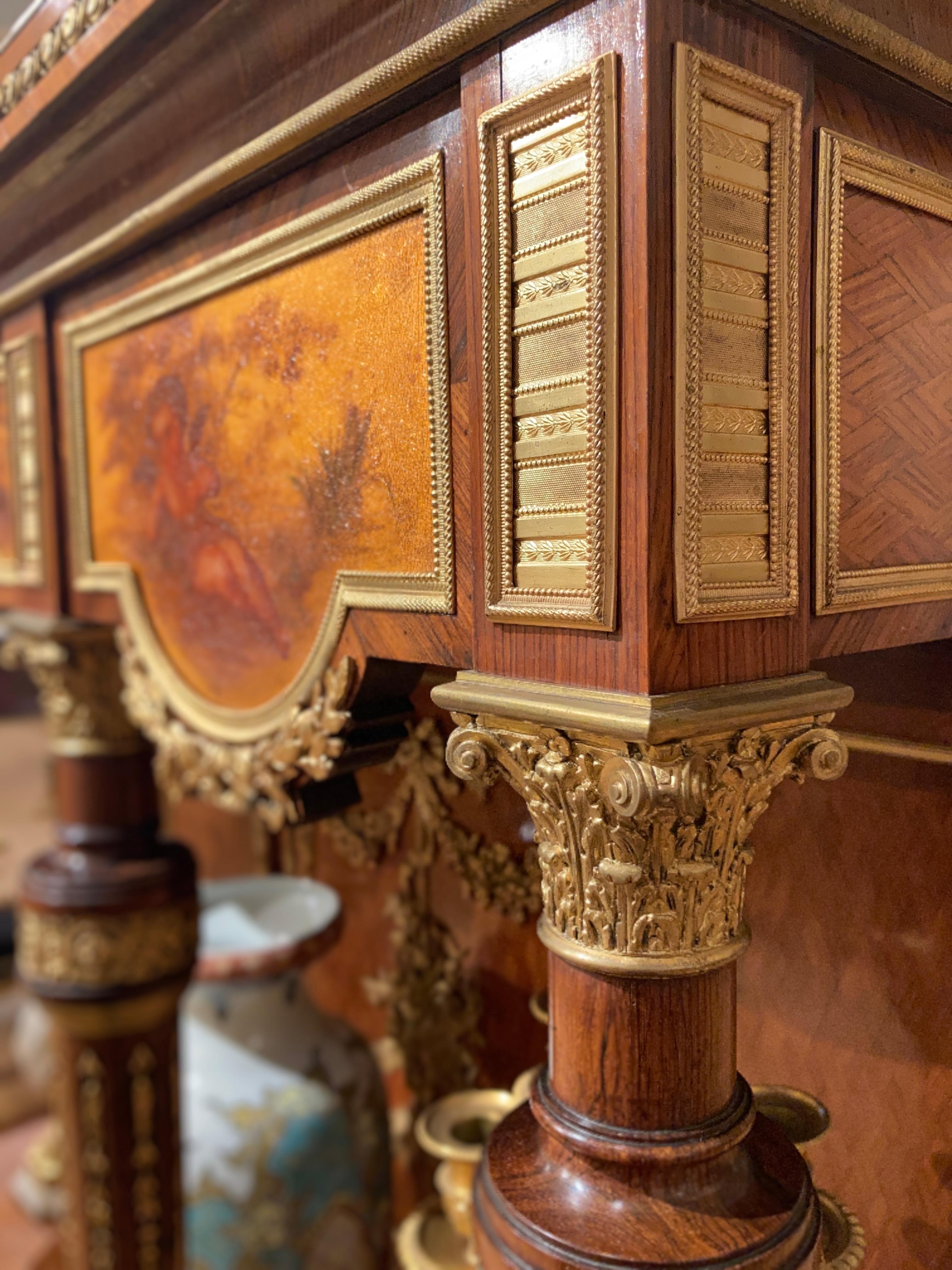 Gabinetto Napoleone III del XIX secolo in Vernis Martin, legno di re e mogano di A Link in vendita 9