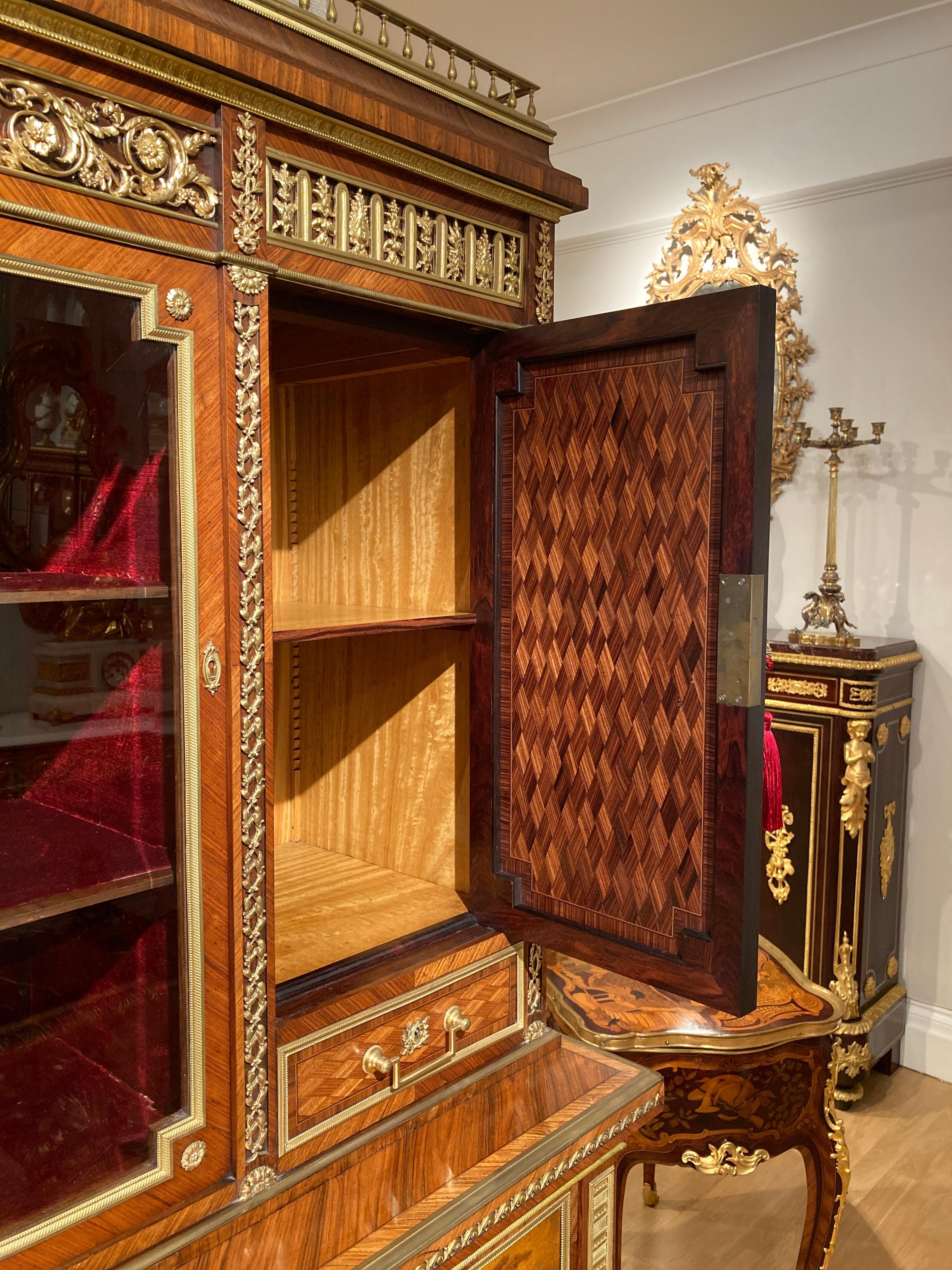 19th Century Napoleon III Vernis Martin, Kingwood and Mahogany Cabinet by Linke For Sale 10