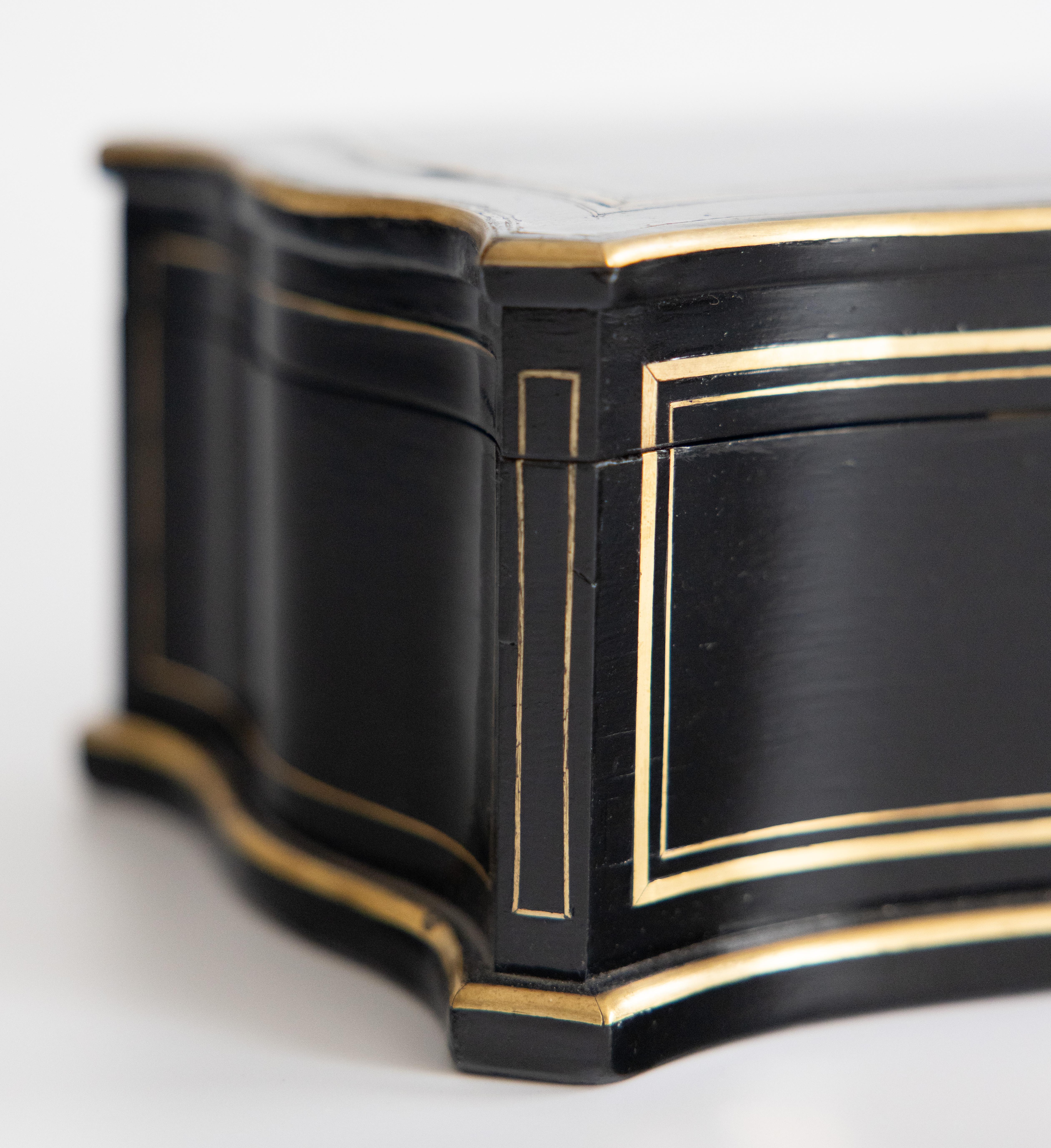 19. Jahrhundert Napoleon III Vervelle Ebonle Box mit Messing-Inlay im Angebot 5