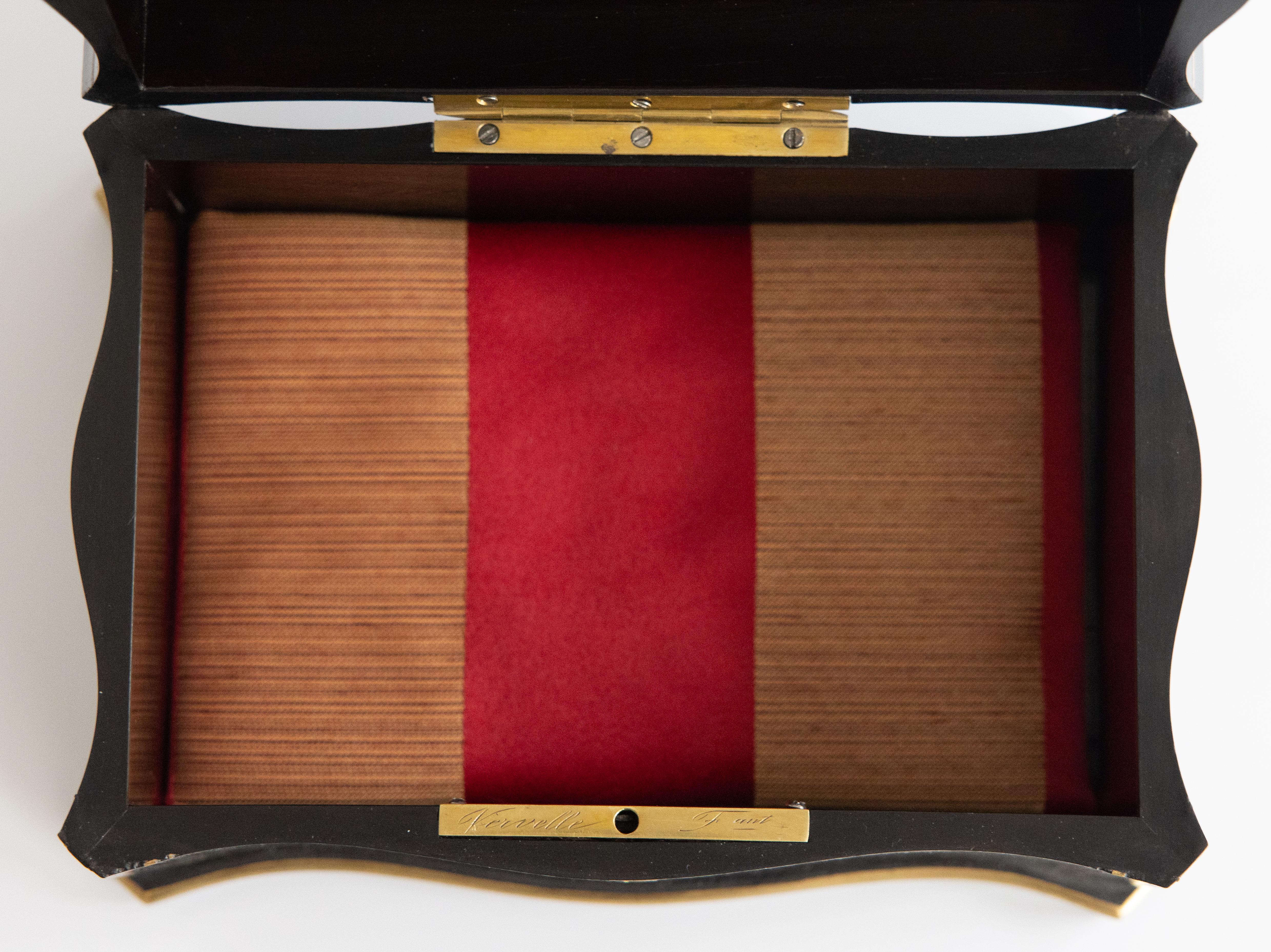 19. Jahrhundert Napoleon III Vervelle Ebonle Box mit Messing-Inlay im Angebot 4