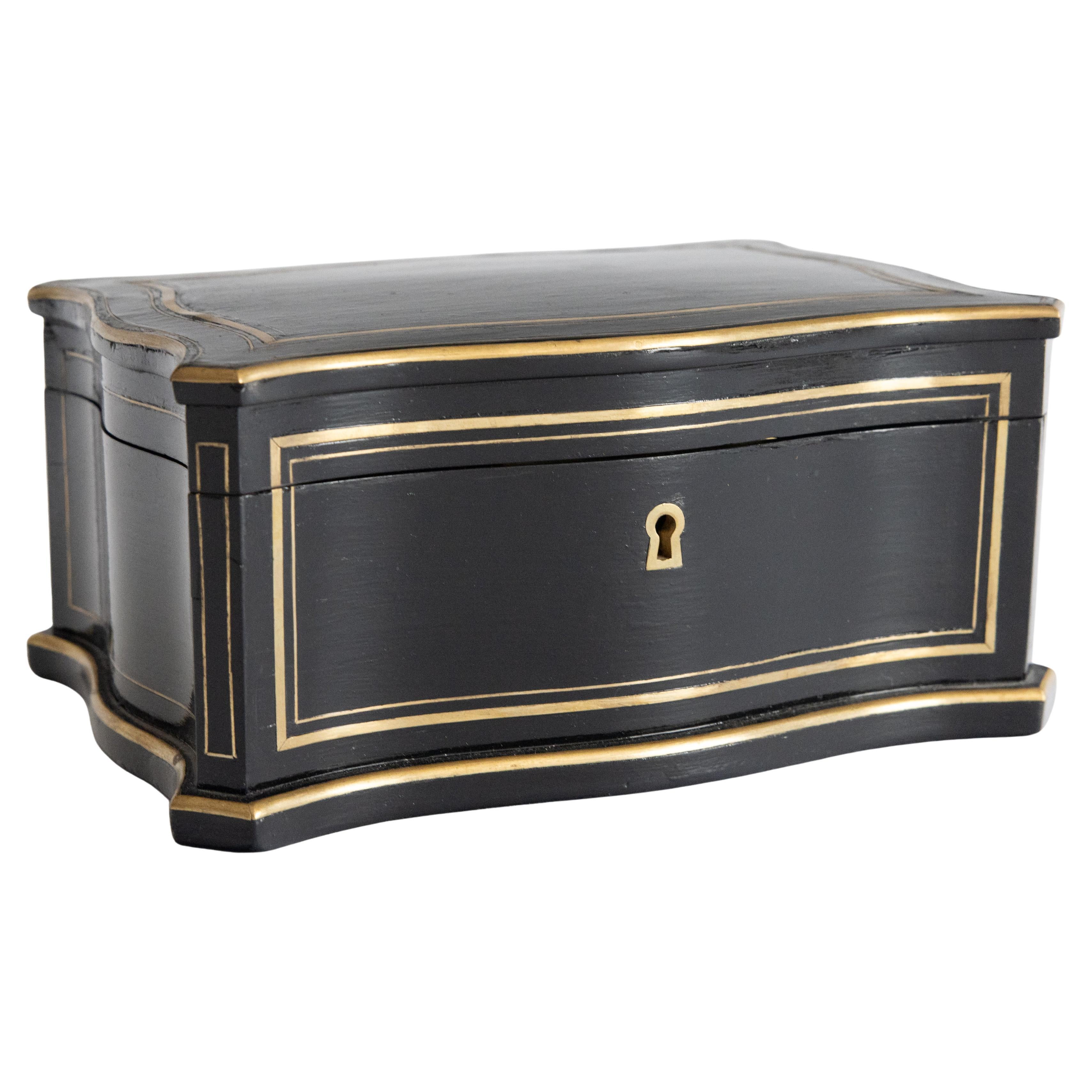 19. Jahrhundert Napoleon III Vervelle Ebonle Box mit Messing-Inlay im Angebot