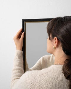 19th Century Napoleon III Wall Mirror, Black/Silver Wood Frame