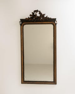 19th Century Napoleon III Wall Mirror, Dark Bronze Wood Frame, France