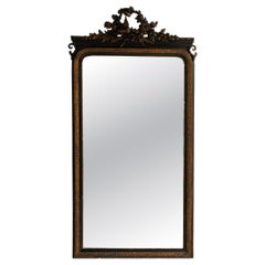 19th Century Napoleon III Wall Mirror, Dark Bronze Wood Frame, France