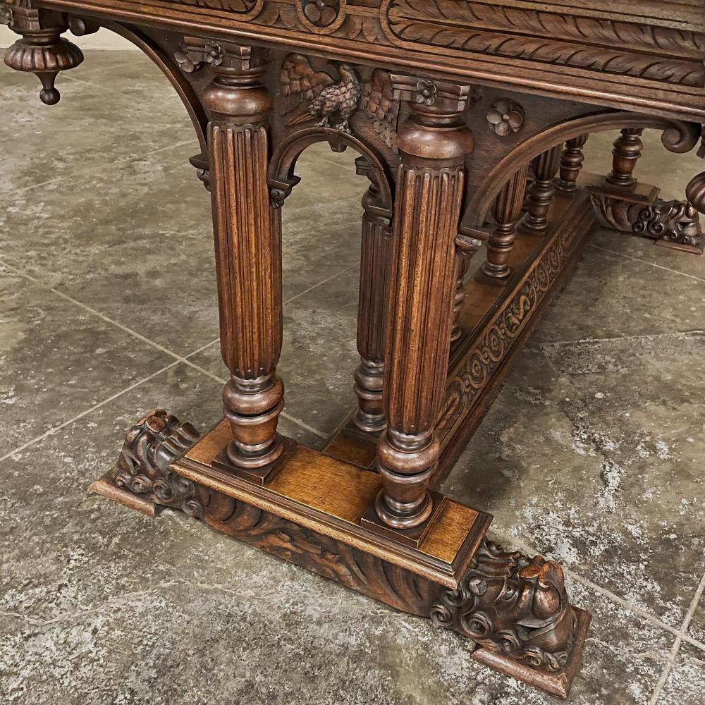 19th Century Napoleon III Walnut Partner's Desk with Faux Leather For Sale 4
