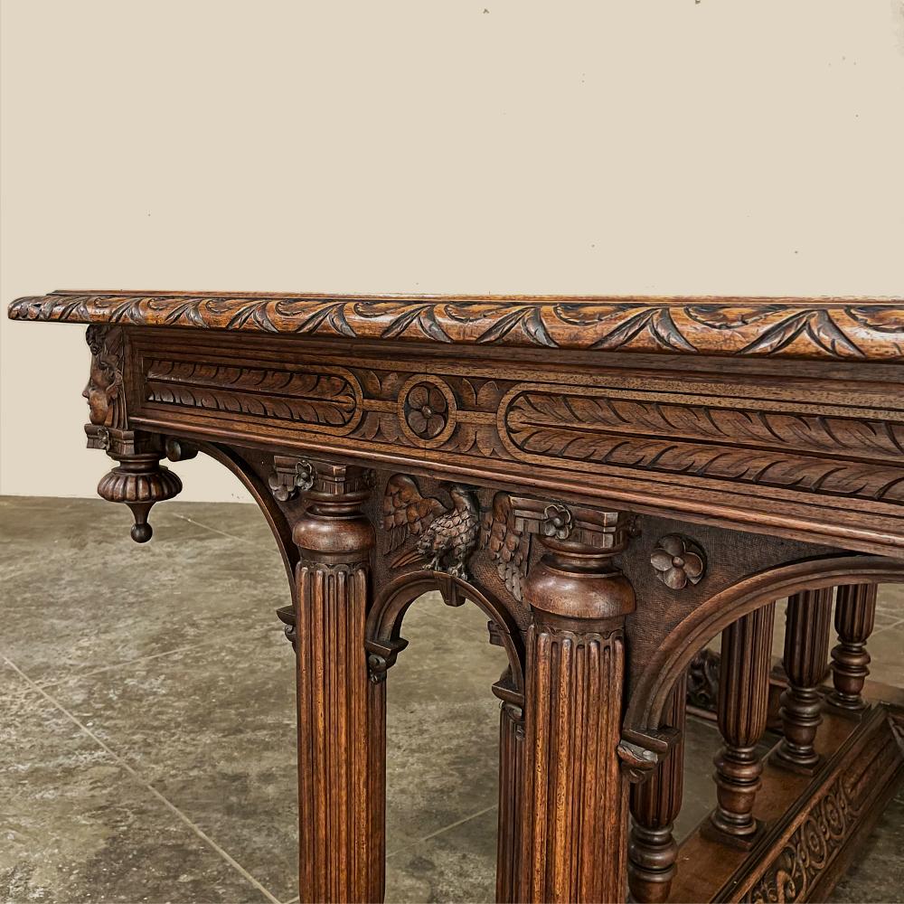 19th Century Napoleon III Walnut Partner's Desk with Faux Leather For Sale 5