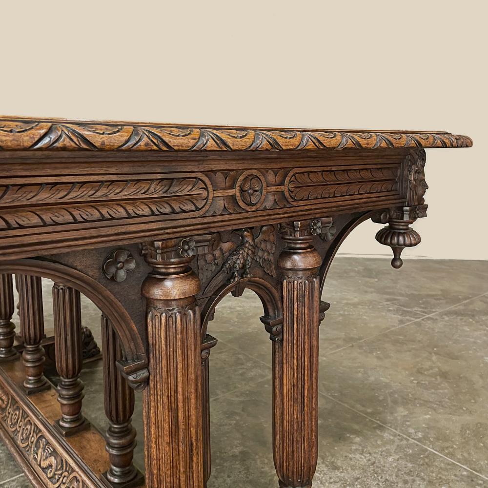 19th Century Napoleon III Walnut Partner's Desk with Faux Leather For Sale 10