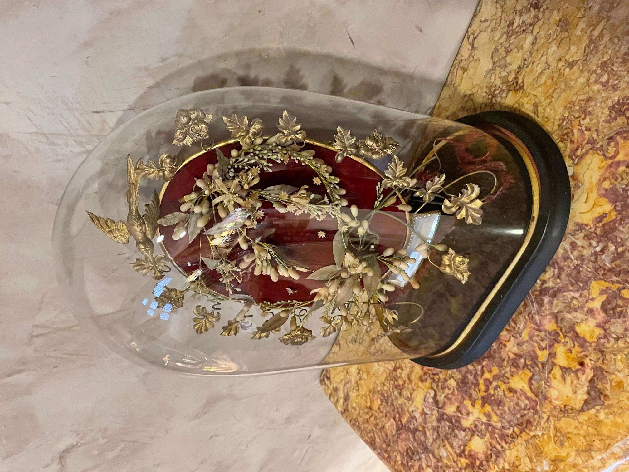 19th Century Napoleon III Wedding Glass Globe In Good Condition In LEGNY, FR