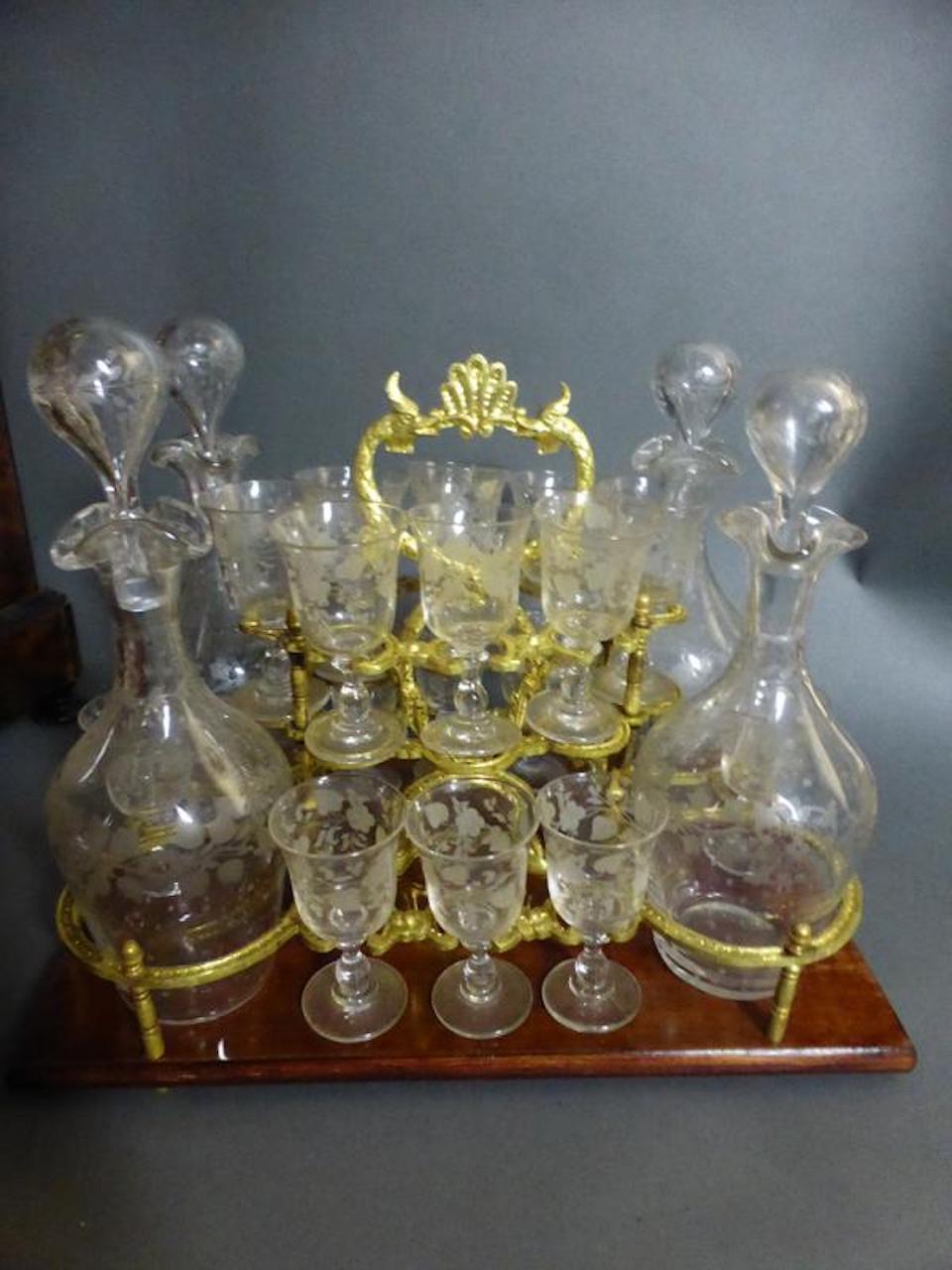 19th Century Napoleon III Wood Marquetry and Beveled Glasses Liquor Cellar For Sale 5