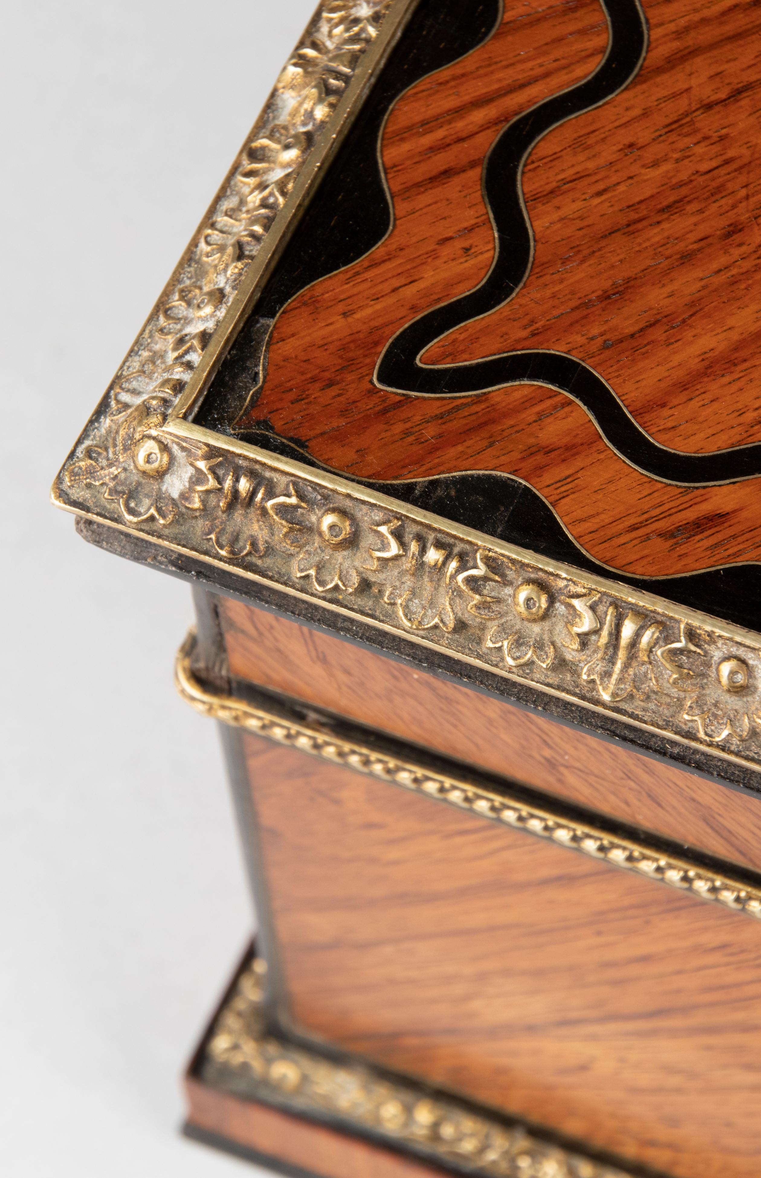 19th Century Napoleon III Wood Marquetry Teacaddy For Sale 2