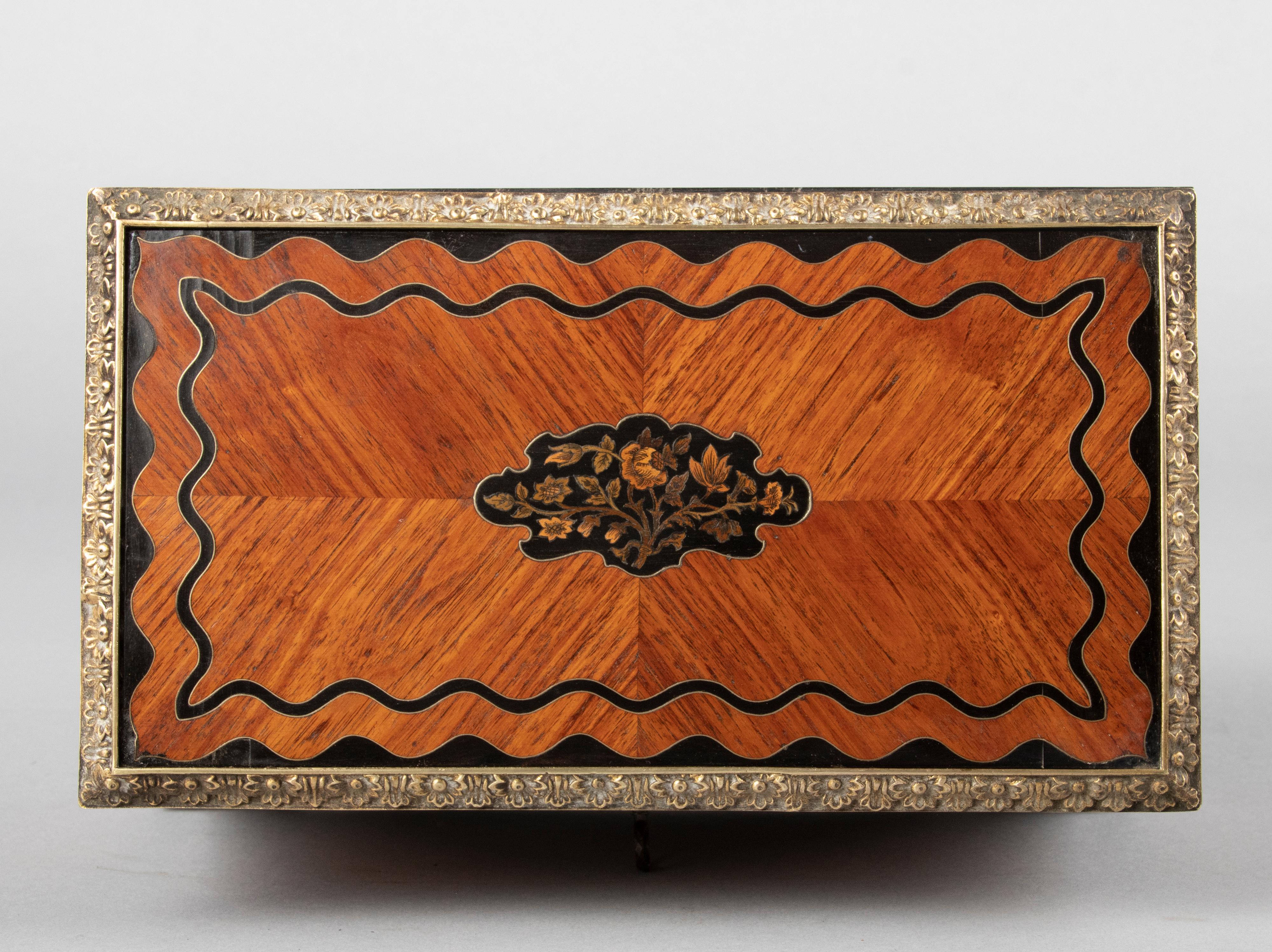 19th Century Napoleon III Wood Marquetry Teacaddy For Sale 3