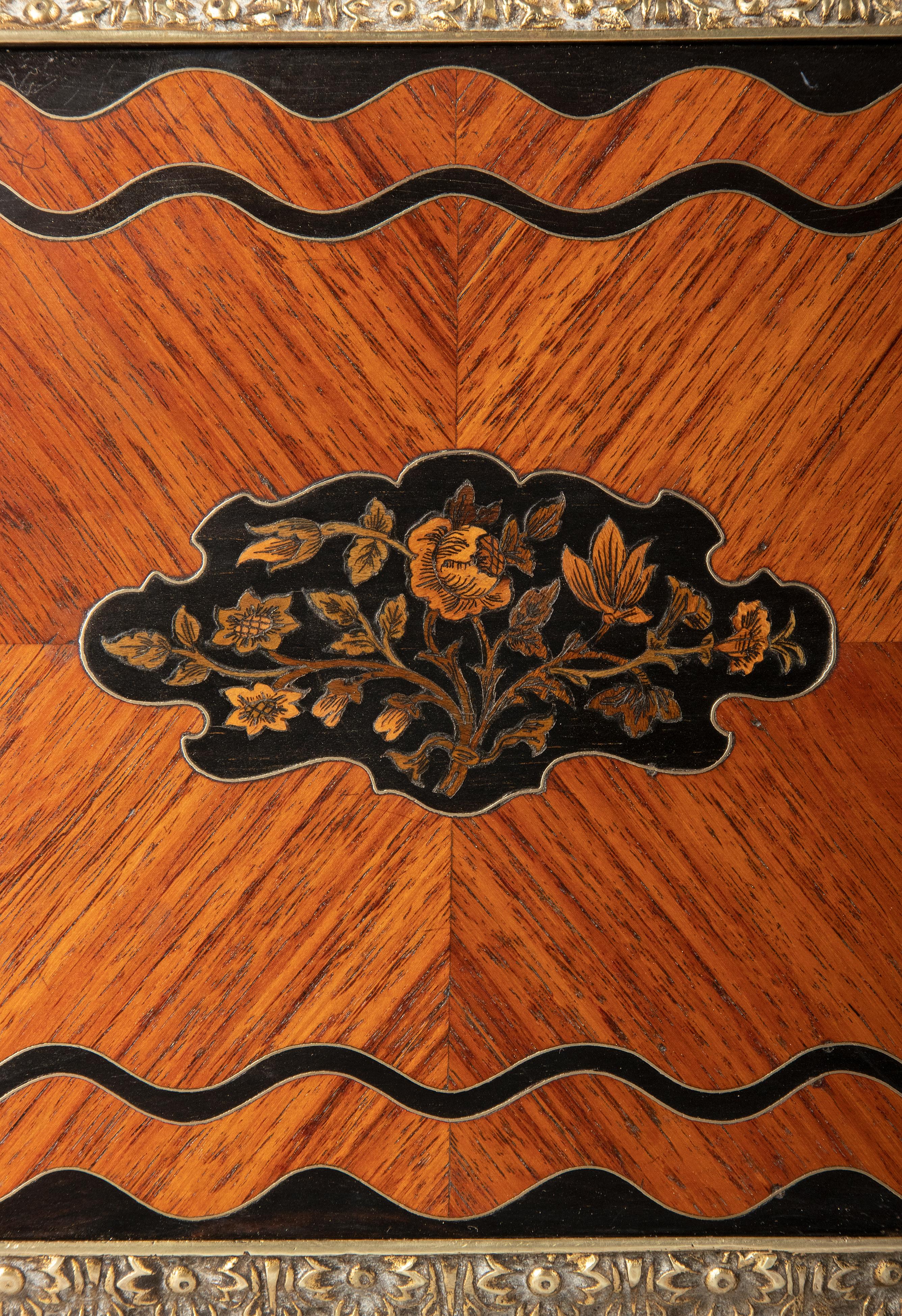 Hand-Crafted 19th Century Napoleon III Wood Marquetry Teacaddy For Sale