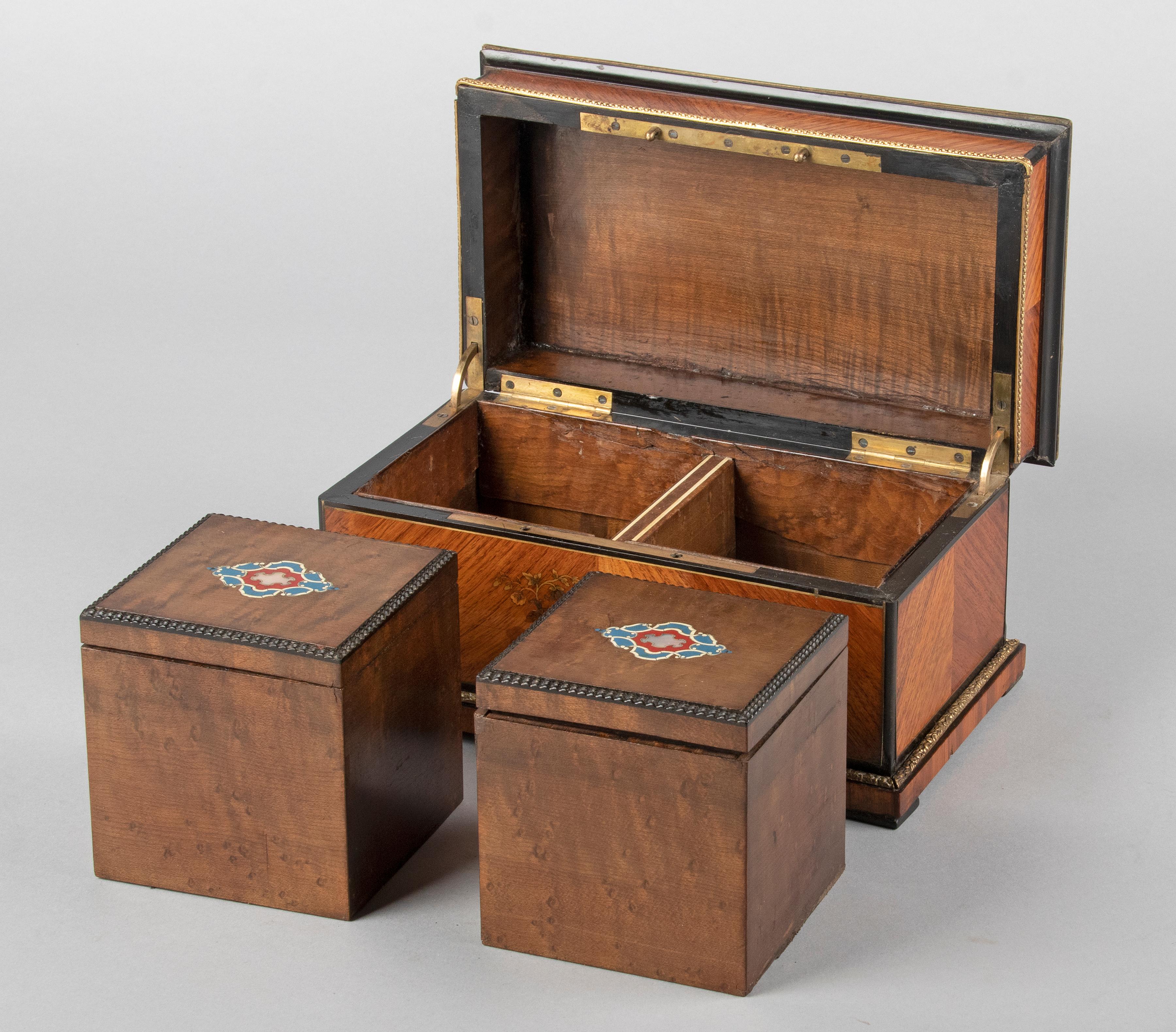 Cucharilla de té de marquetería de madera Napoleón III del siglo XIX Fines del siglo XIX en venta