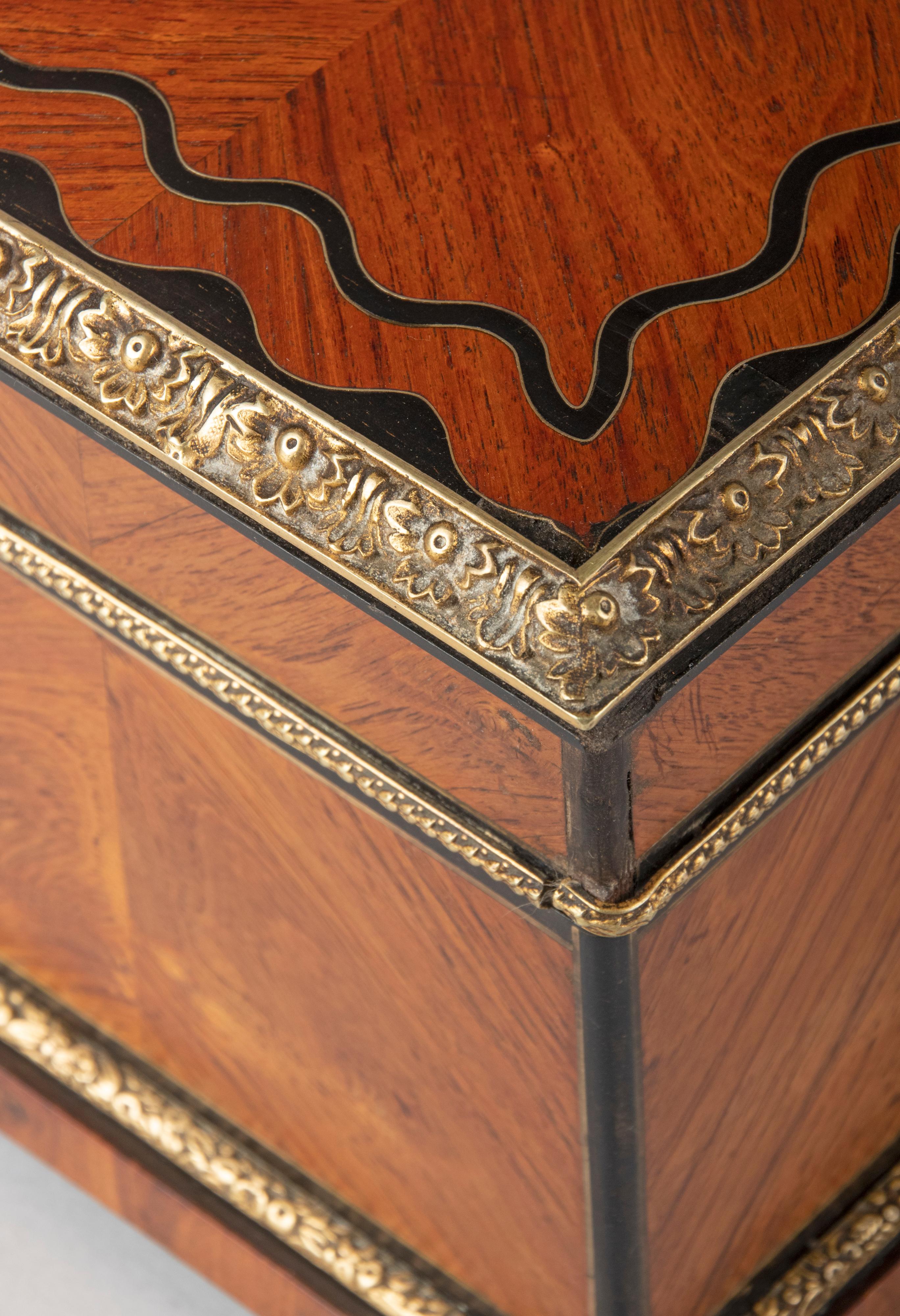 Late 19th Century 19th Century Napoleon III Wood Marquetry Teacaddy For Sale