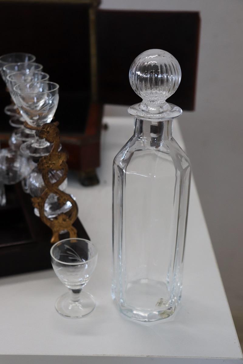 Cave à liqueur ou boîte à liqueur en bois et bronze Napoléon III du 19ème siècle en vente 12