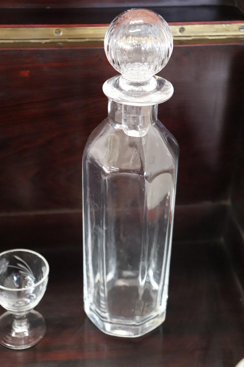 Cave à liqueur ou boîte à liqueur en bois et bronze Napoléon III du 19ème siècle en vente 13
