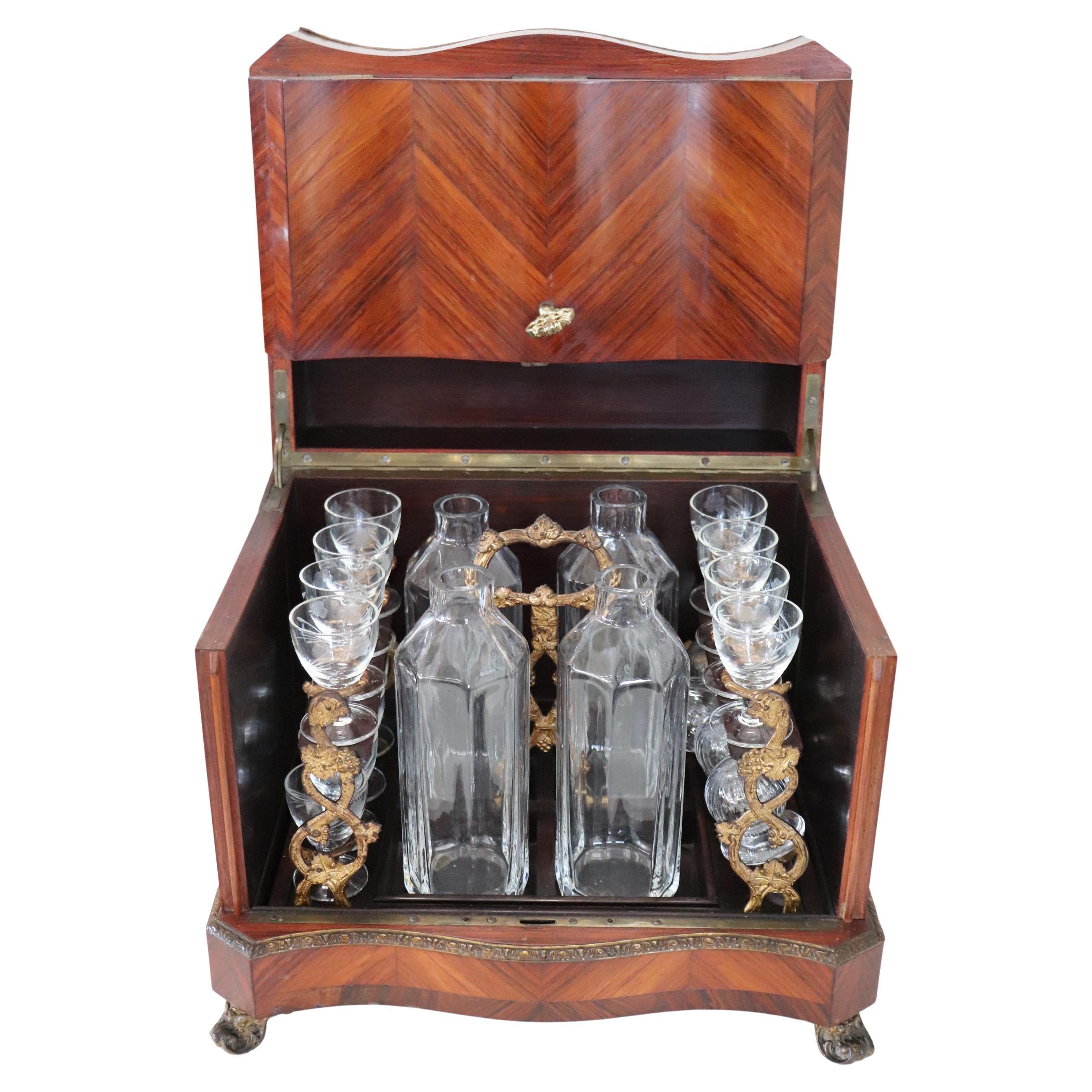 19th Century Napoleon III Wooden and Bronze Liquor Cellar or Liquor Box