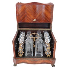 Cave à liqueur ou boîte à liqueur en bois et bronze Napoléon III du 19ème siècle