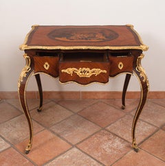 19th Century, Napoleon III, Writing Desk in Inlaid Wood, Gilded Bronze