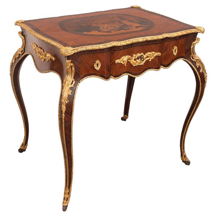 19th Century, Napoleon III, Writing Desk in Inlaid Wood, Gilded Bronze 