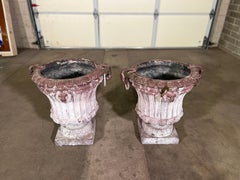 19th Century Napoleon III Zinc Louis XVI Style Urns. Beautiful Patina.