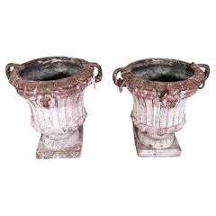 19th Century Napoleon III Zinc Louis XVI Style Urns. Beautiful Patina. 