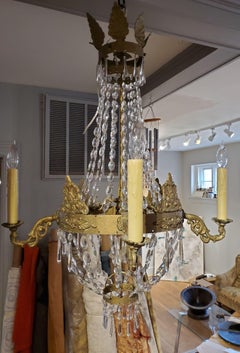 Late 19th Century French Napoleonic Gilt Tole and Crystal Chandelier
