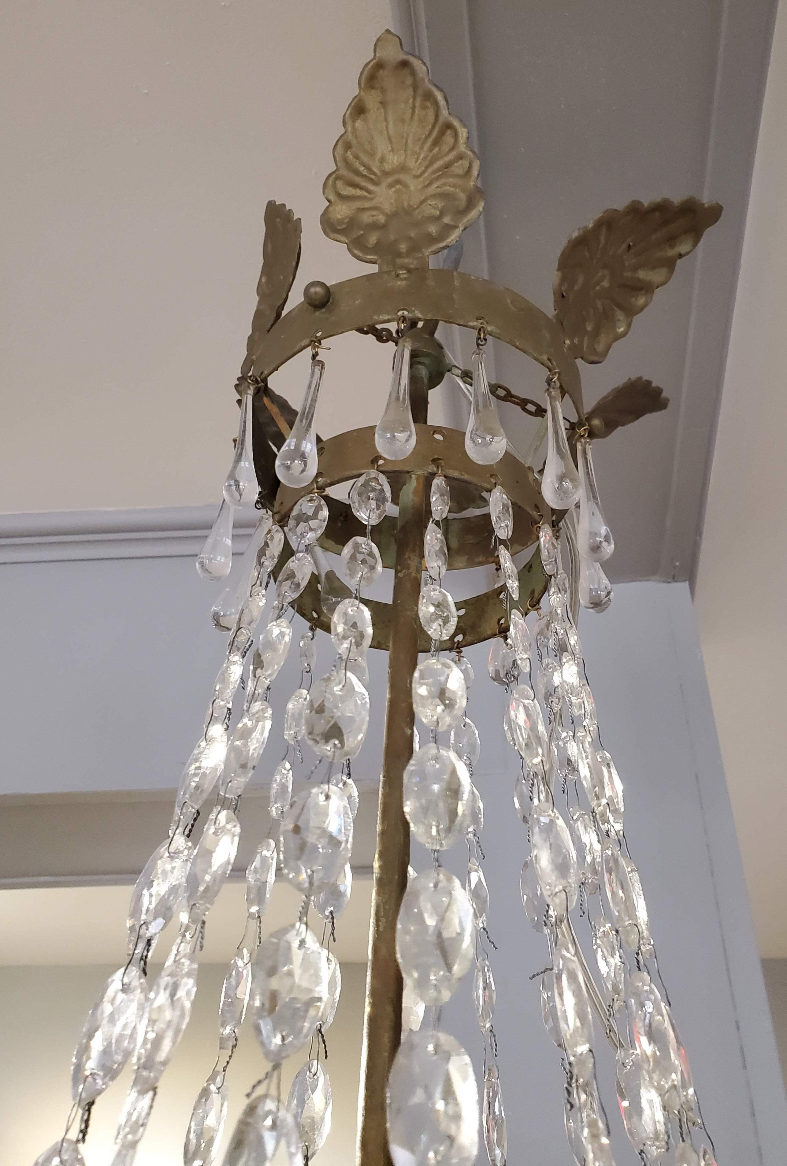 Late 19th Century French Napoleonic Gilt Tole and Crystal Chandelier For Sale 2