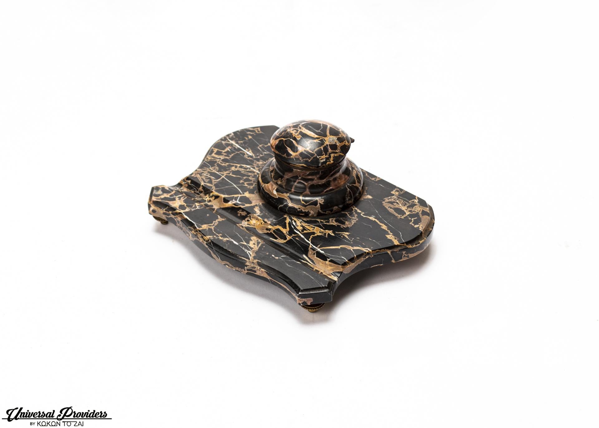 19th Century Napoleonic Marble and Bronze Inkwell In Good Condition In Notting Hill, GB