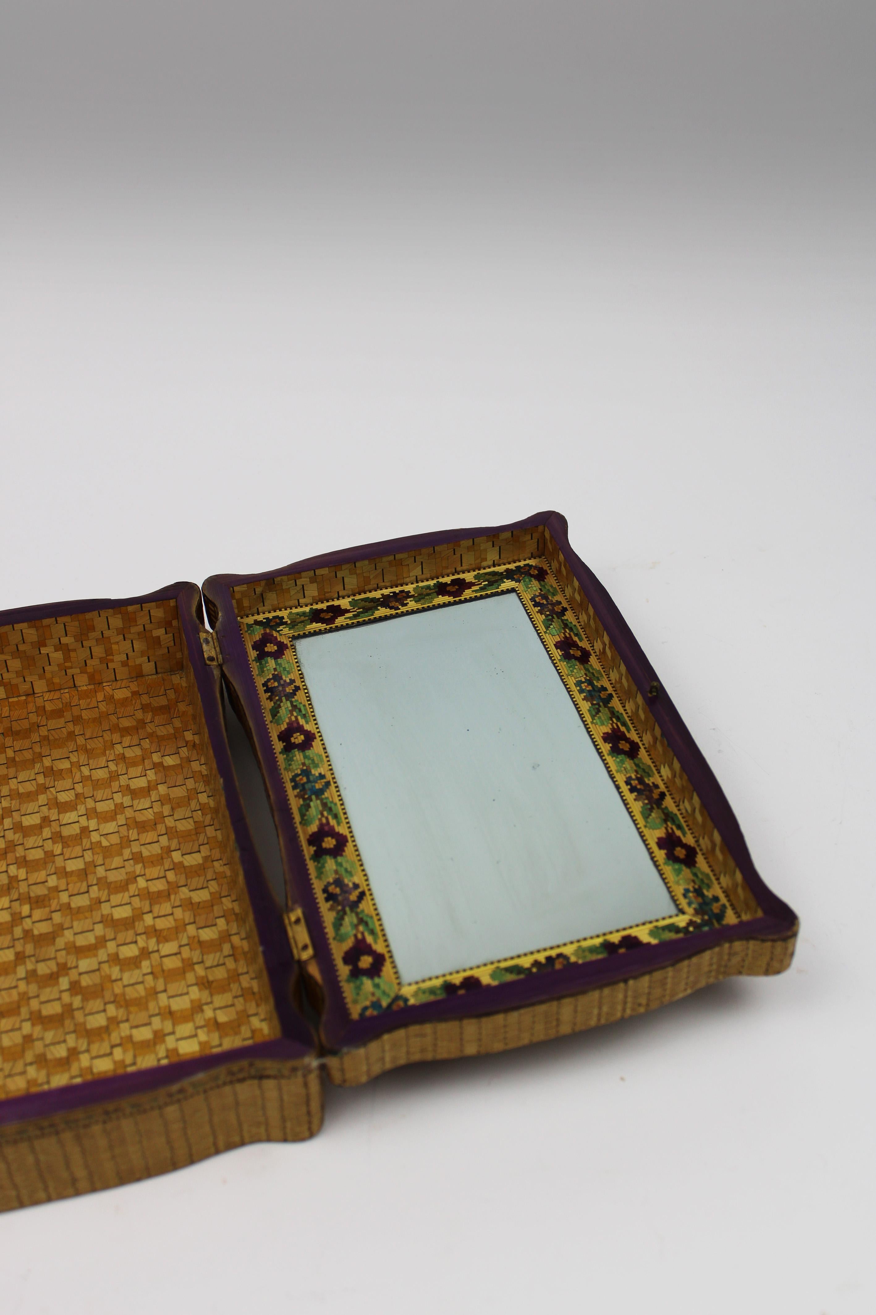 19th Century Napoleonic Prisoner of War Marquetry Straw Veneer Box England For Sale 9