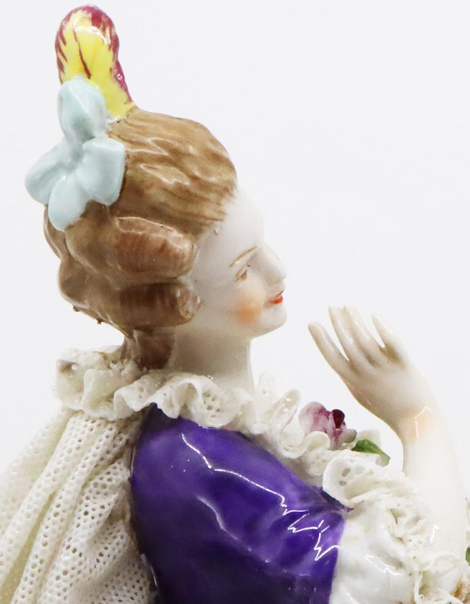 Hand-Painted 19th Century, Napoli Hand Painted Porcelain Figure Musical Group For Sale