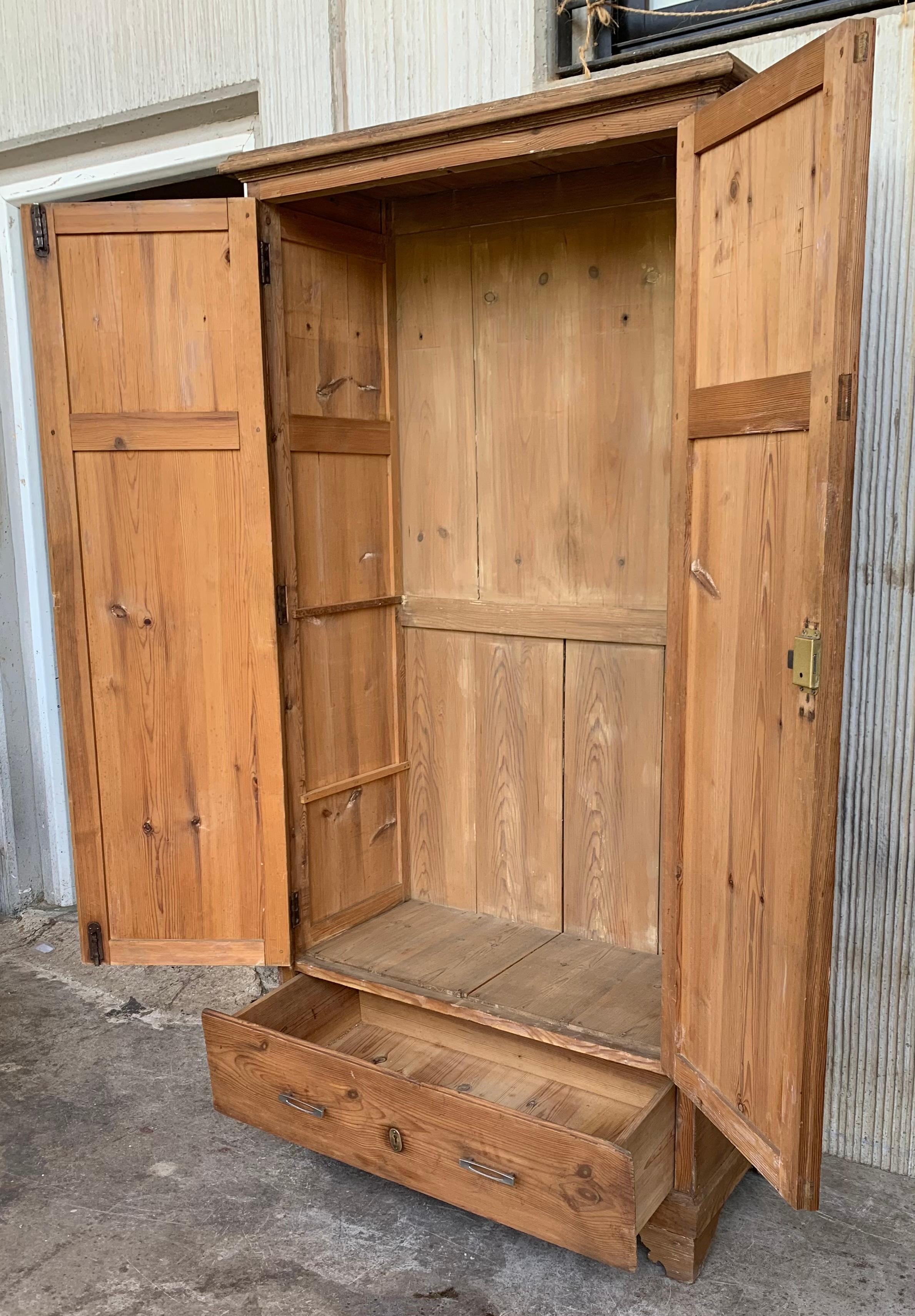 Spanish 19th Century Narrow Cupboard or Cabinet, Pine, Castillian Influence, Restored For Sale