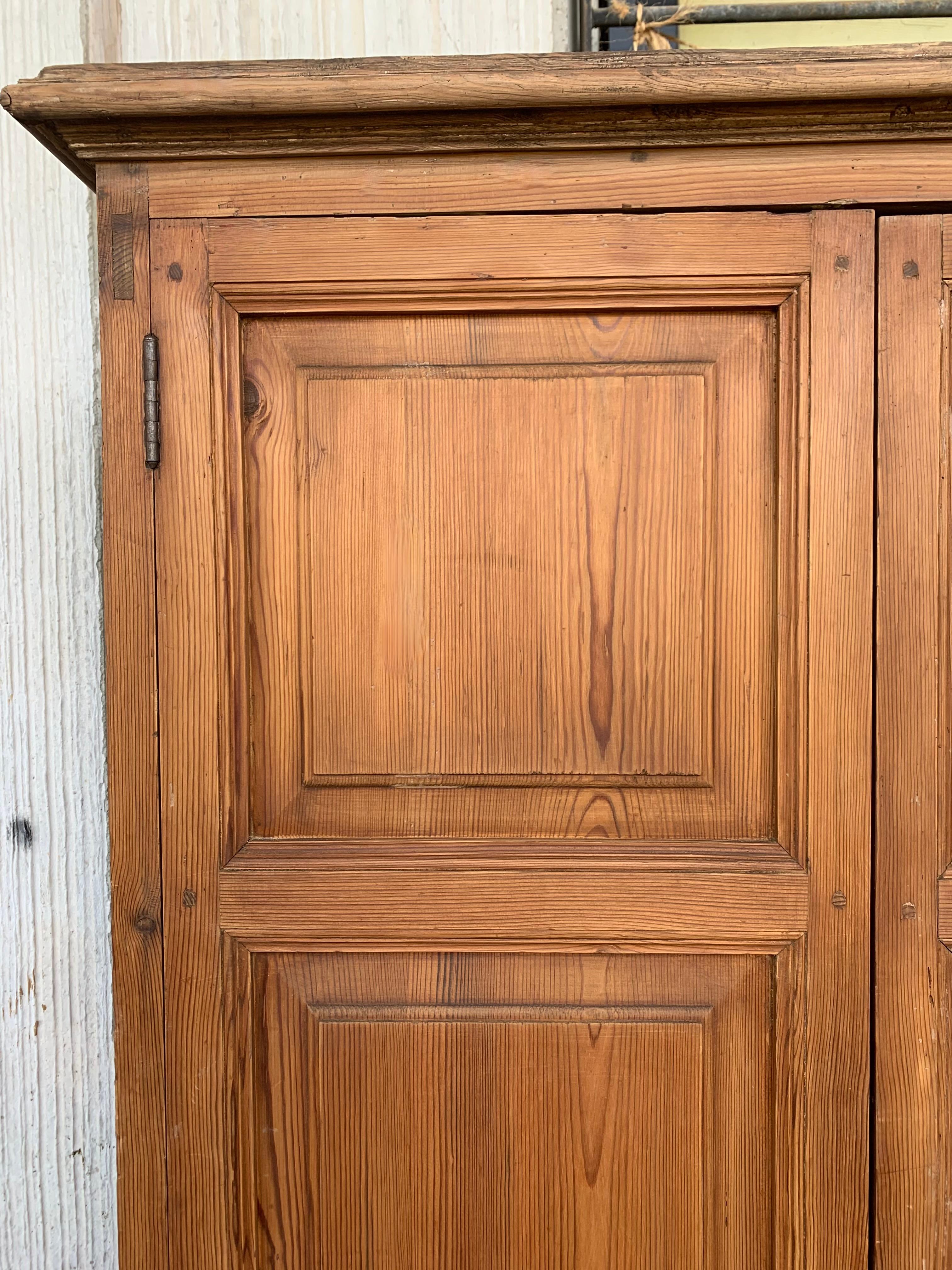 19th Century Narrow Cupboard or Cabinet, Pine, Castillian Influence, Restored In Good Condition For Sale In Miami, FL