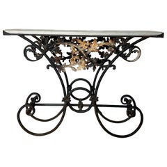 19th century narrow marble top "bakers" console