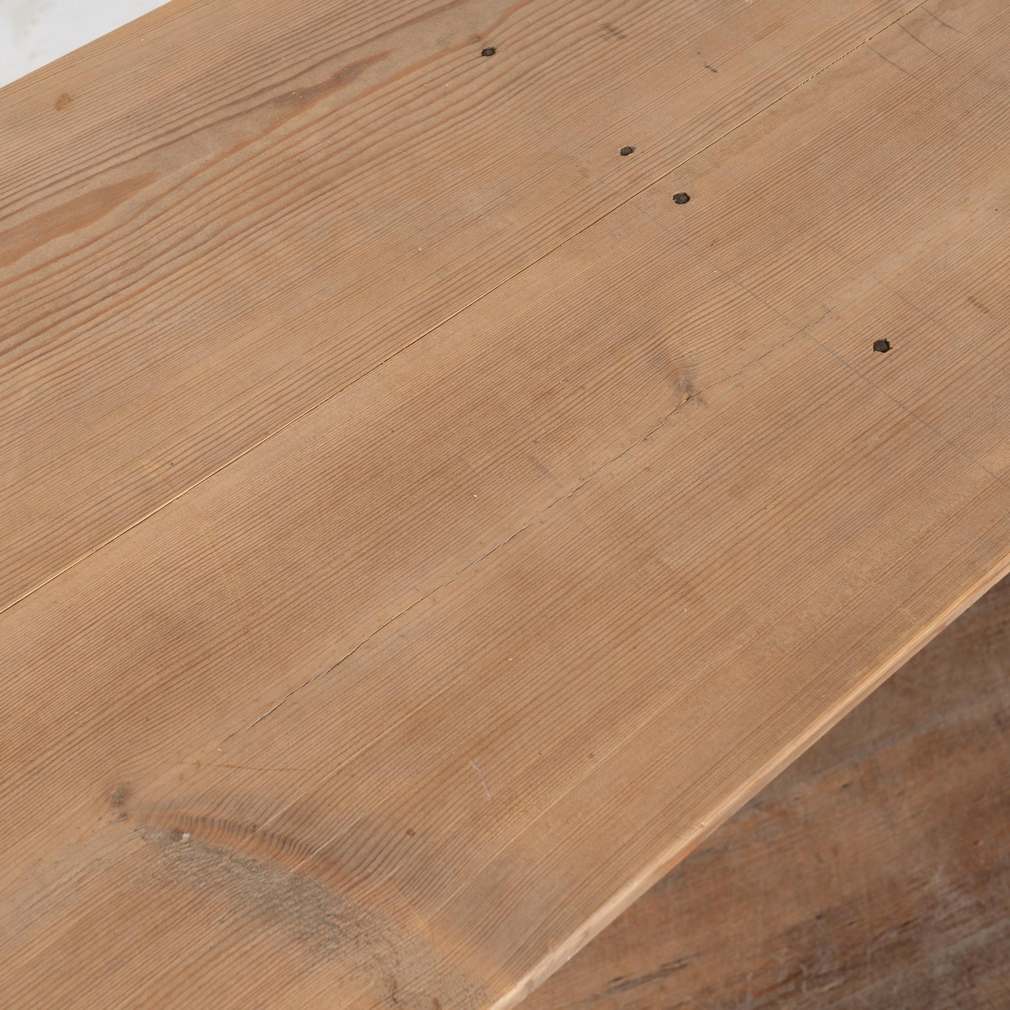 19th Century Narrow Swedish Pine Trestle Console Table For Sale 4