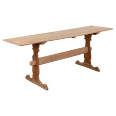 19th Century Narrow Swedish Pine Trestle Console Table