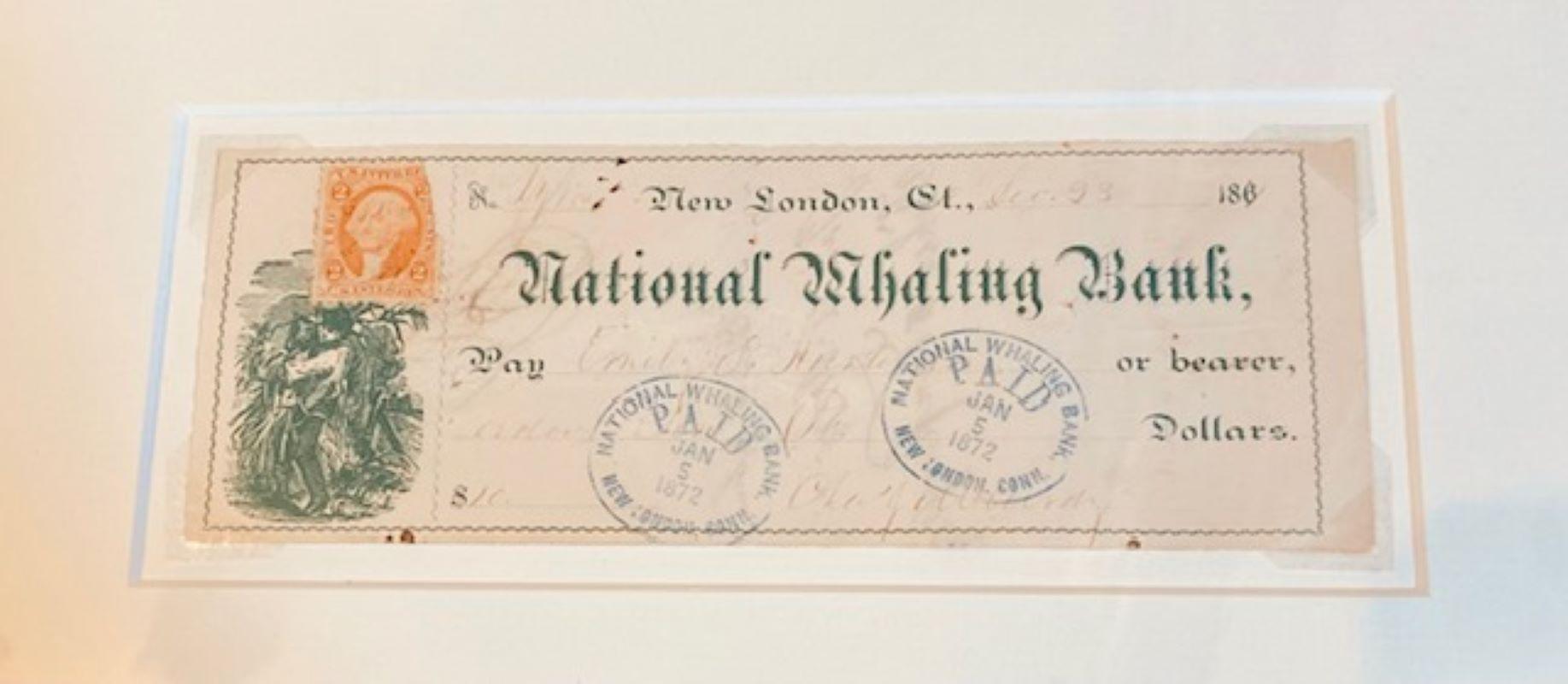 Seltener Bankscheck aus dem 19. Jahrhundert, ausgestellt auf die 