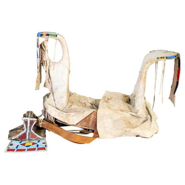 19th Century Native American Crow Beaded Saddle For Sale