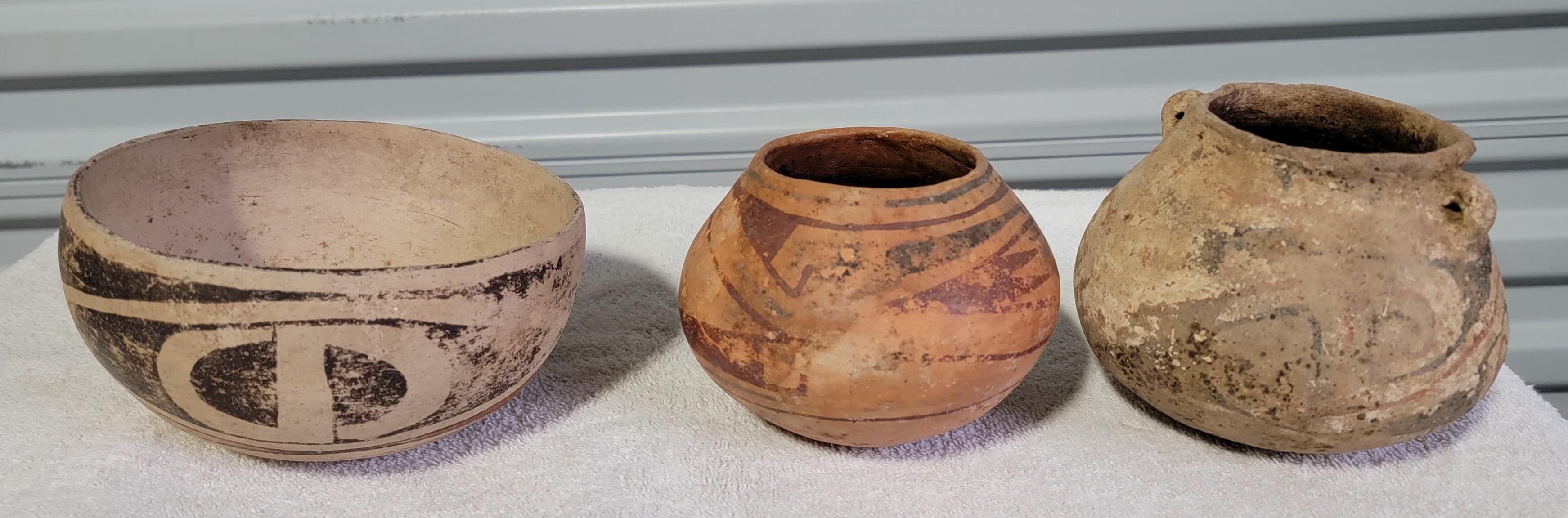 19th Century Native American Pottery Collection of 3 Pieces 1