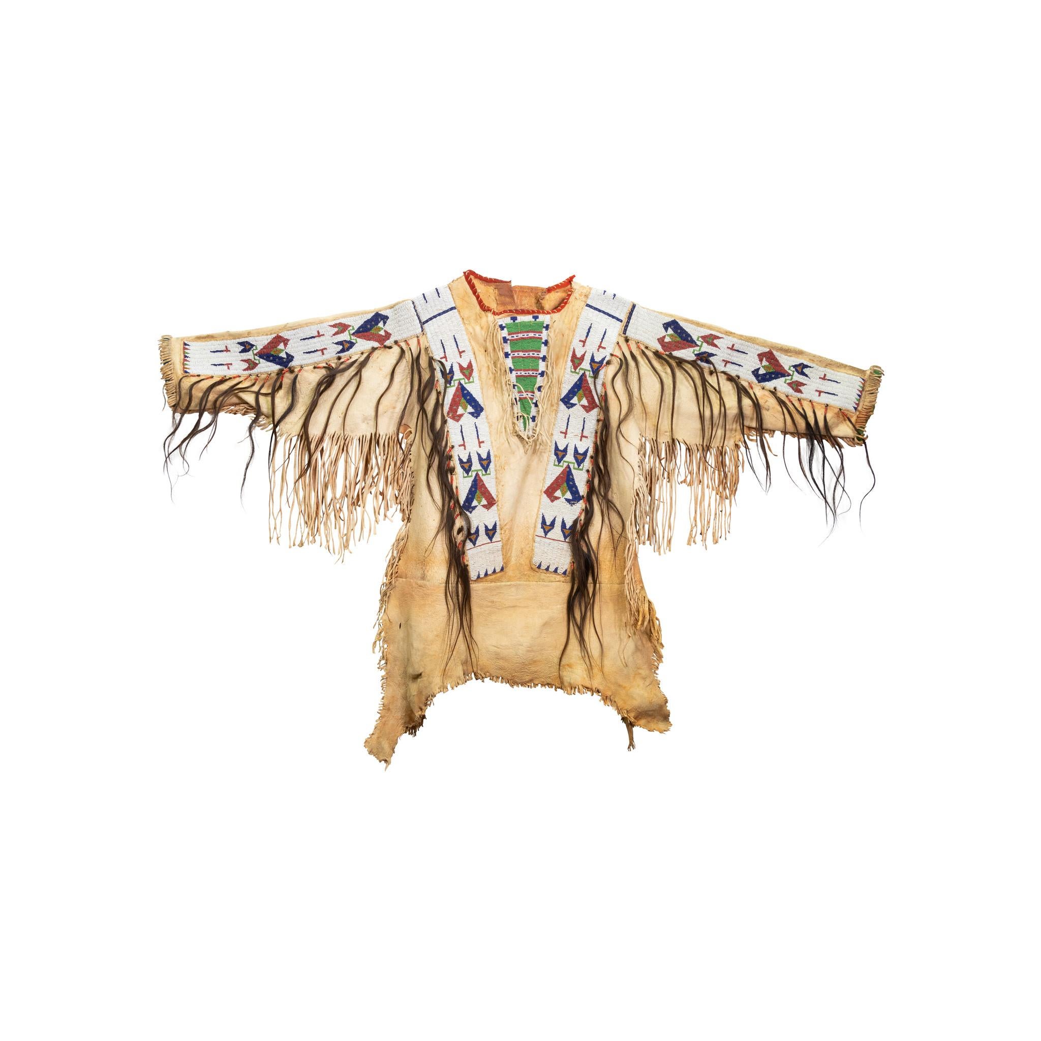 Native American 19th Century Native Sioux Beaded War Shirt For Sale