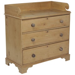 19th Century Natural English Pine Chest of Drawers with Back Splash
