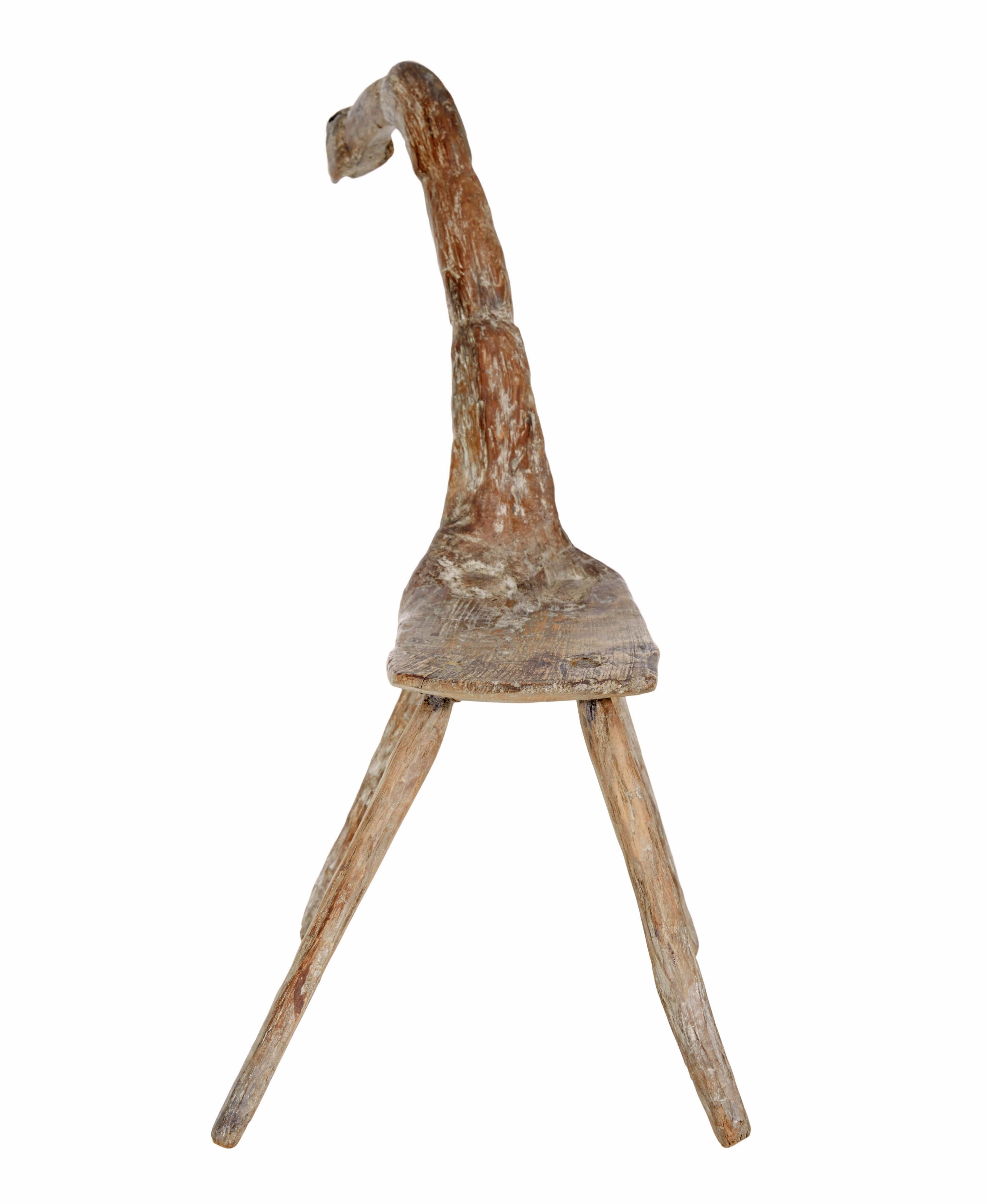 Tabouret d'enfant en chêne de forme naturelle du 19e siècle Bon état - En vente à Debenham, Suffolk