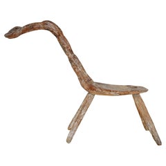 Tabouret d'enfant en chêne de forme naturelle du 19e siècle