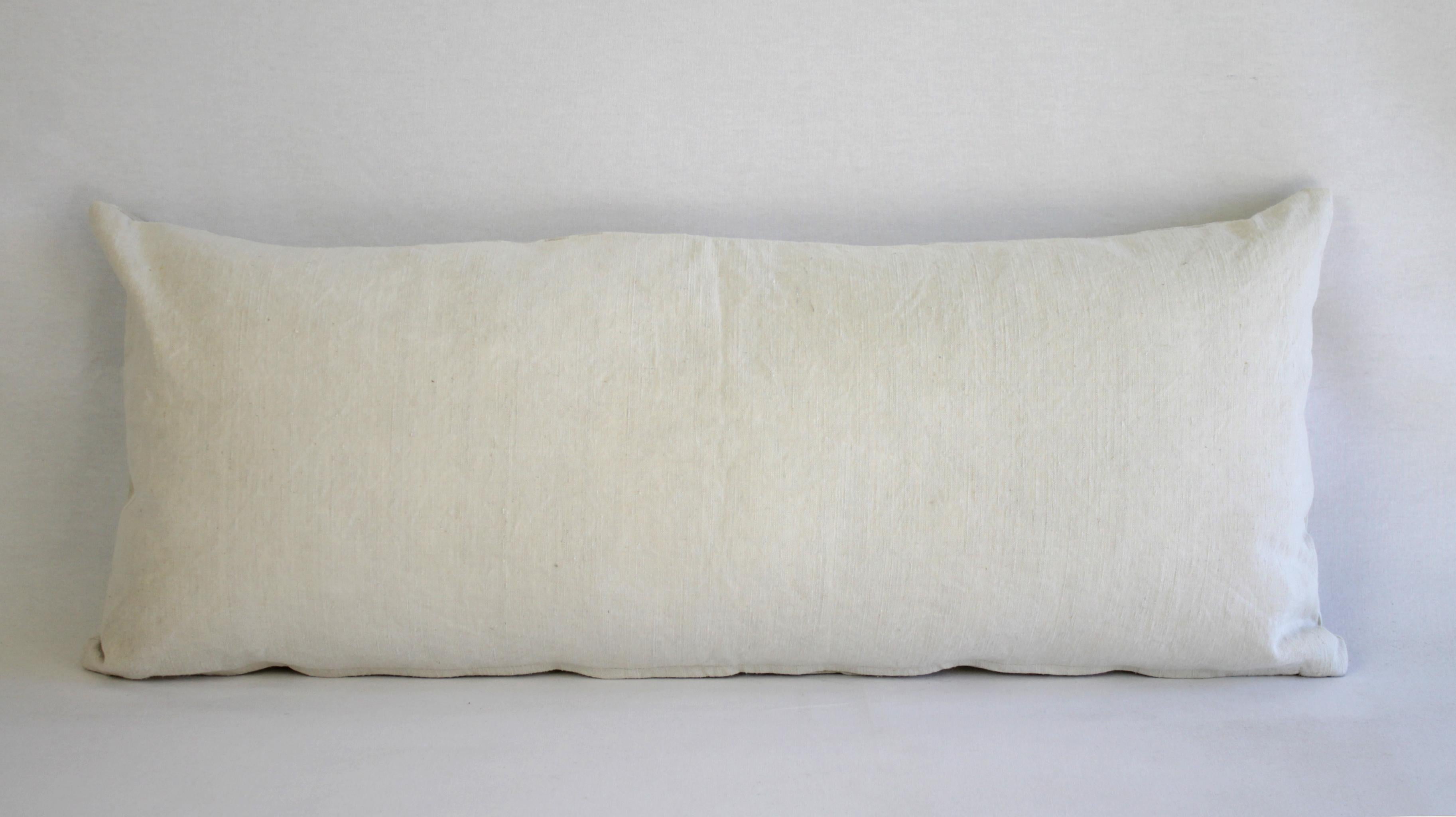 19th Century Natural French Ticking Lumbar Pillow 3