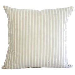 19th Century Natural French Ticking Pillow